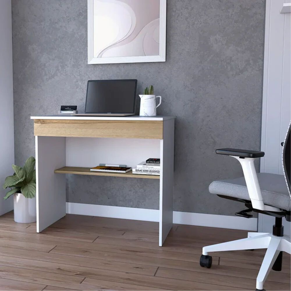 Escritorio 1 Cajon Fm-052b Blanco Y Caf&eacute; Claro image number 6.0