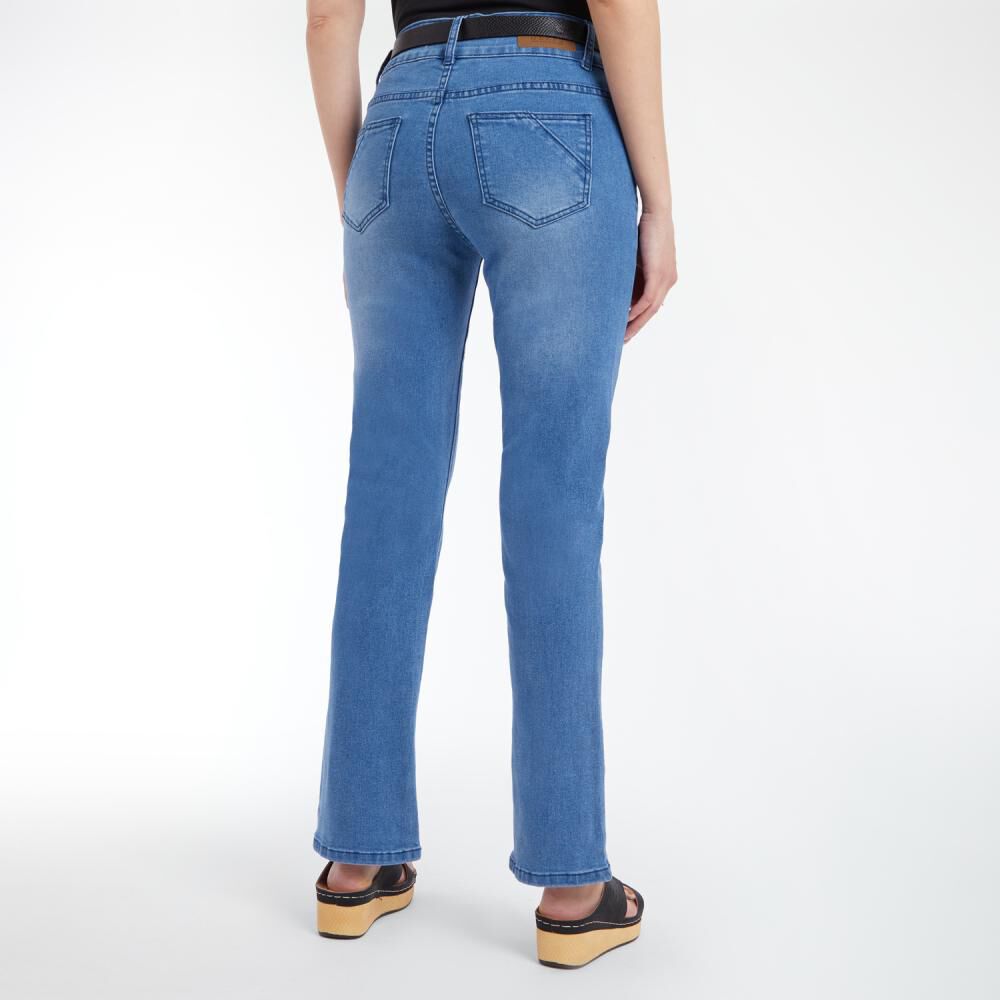 Jeans Con Cinturón Tiro Medio Regular Recto Mujer Geeps image number 3.0