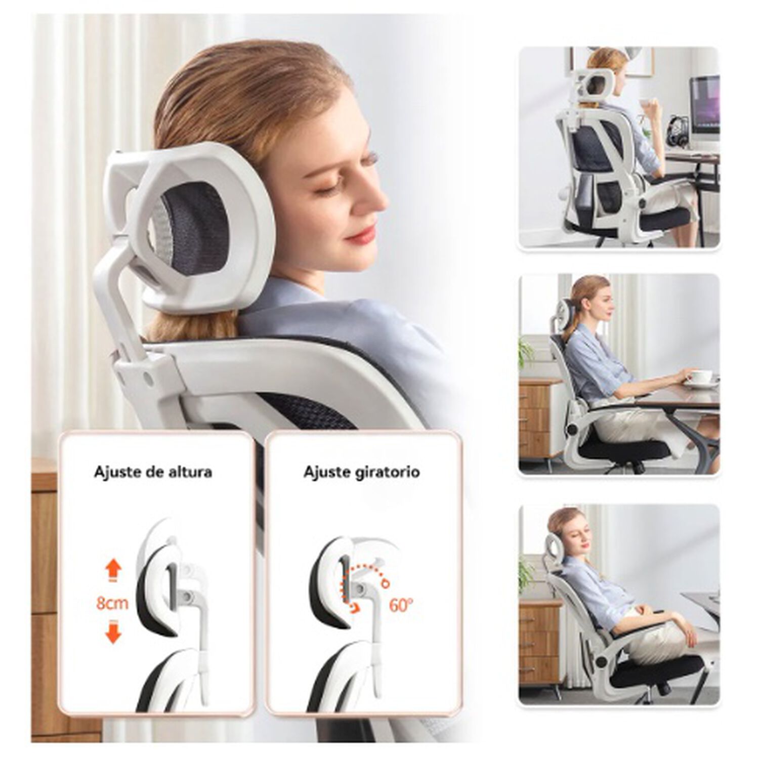 Silla Ergon&oacute;mica De Escritorio Blanca image number 1.0