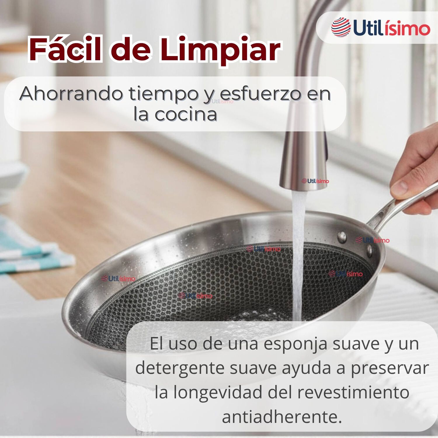 Sart&eacute;n Acero Inoxidable Antiadherente 24cm Para Cocinar Fre&iacute;r Saltear image number 7.0