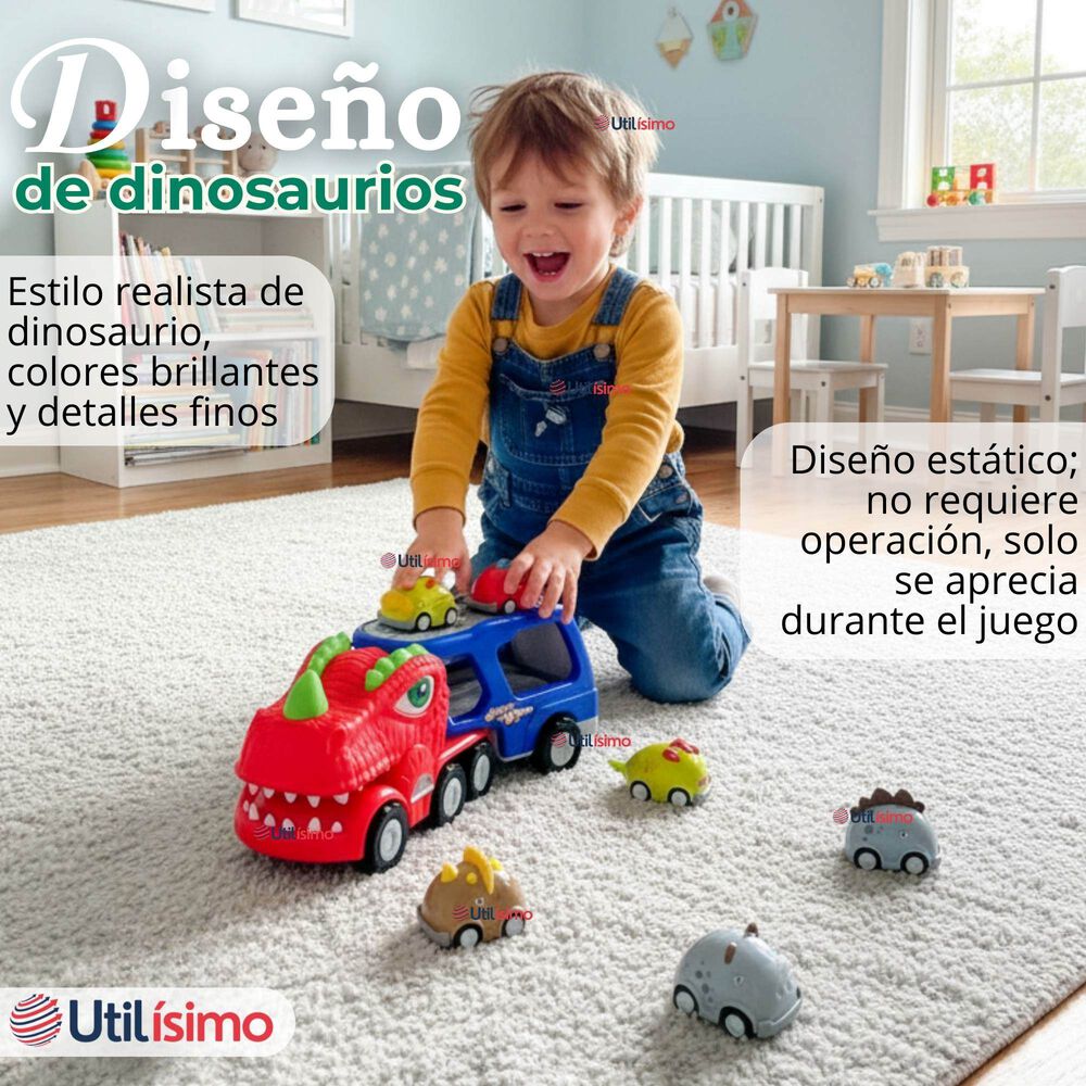 Cami&oacute;n Dinosaurio Con M&uacute;sica Luces Funci&oacute;n De Spray + 8 Mini Coches image number 7.0