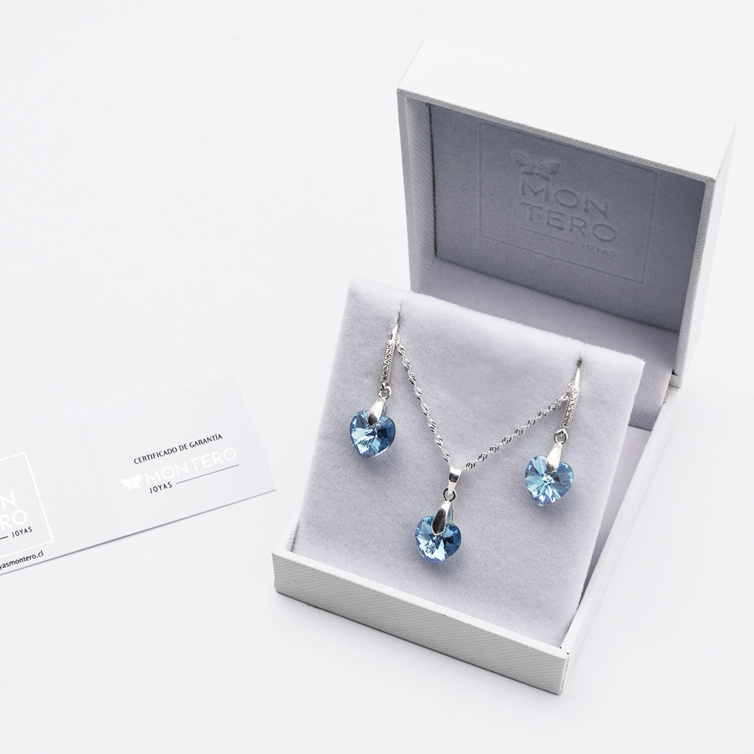 Conjunto Romance Cristales Genuinos Aquamarine image number 2.0