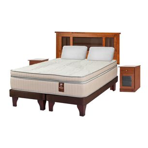 Cama Europea Flex M&aacute;ximo Cobre / 2 Plazas / Base Dividida  + Set De Maderas + Almohadas