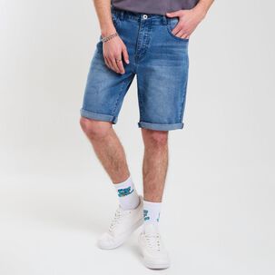 Bermuda Denim Tiro Medio Slim Hombre Skuad