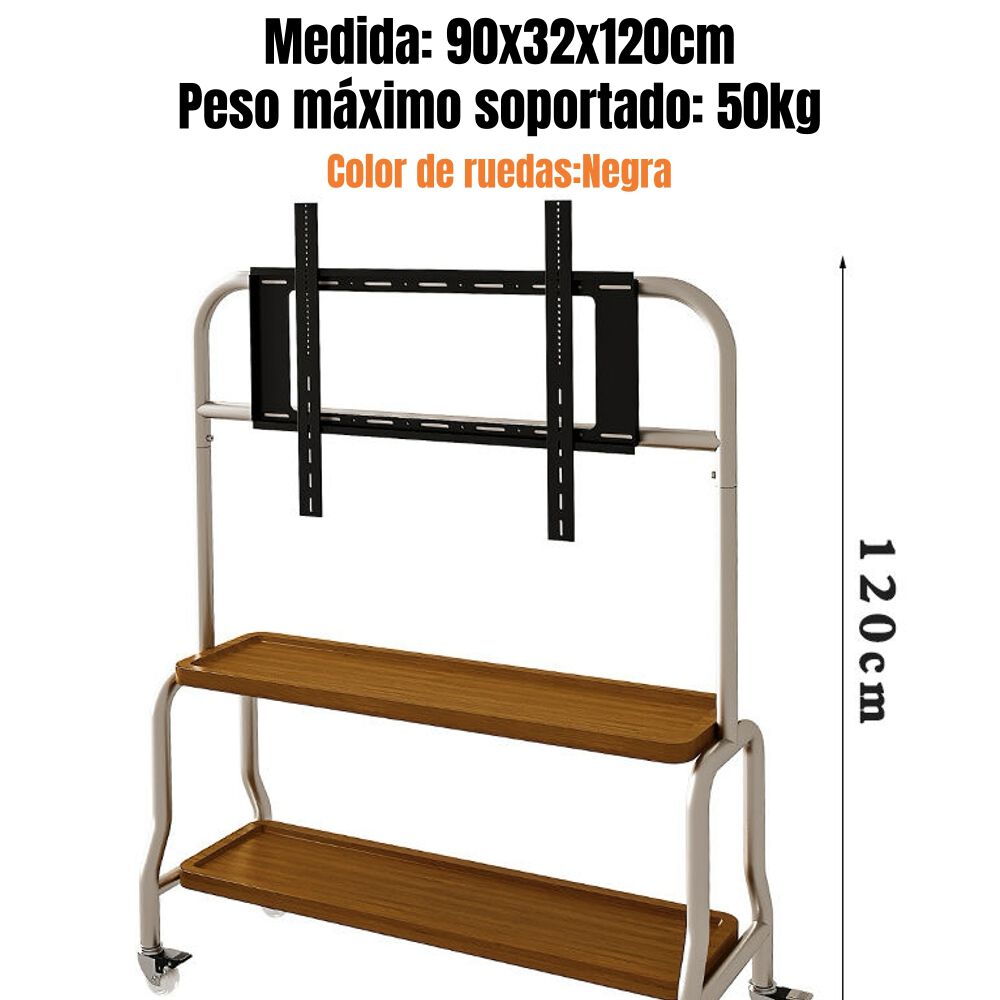 Soporte Tv Rack Pedestal 40-75 Ruedas Doble Almacenamiento image number 1.0