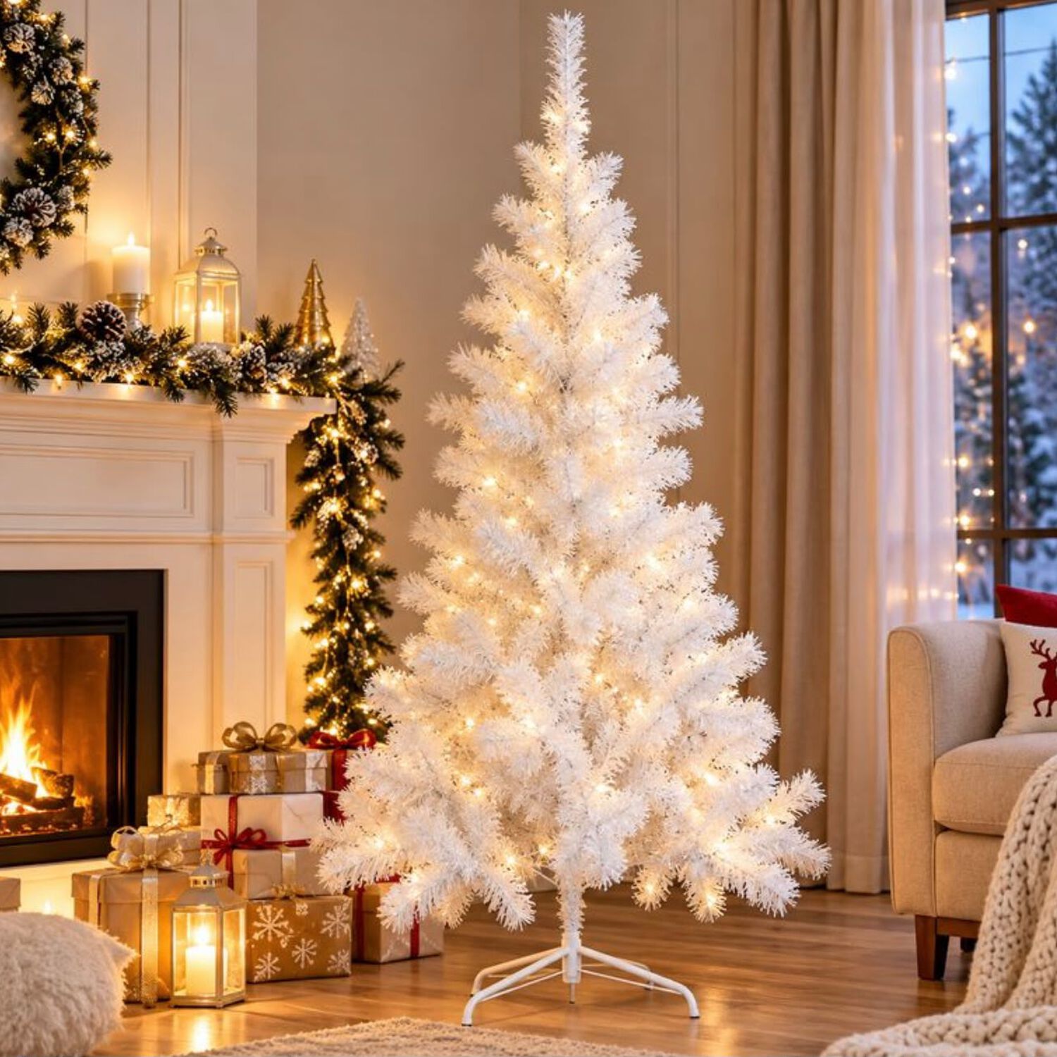 &Aacute;rbol Navide&ntilde;o Blanco 2.10 Cm Artificial Frondoso image number 4.0