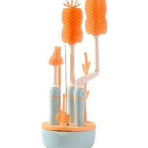 Set Cepillo De Silicona Limpiadores Mamadera Con Escurridor