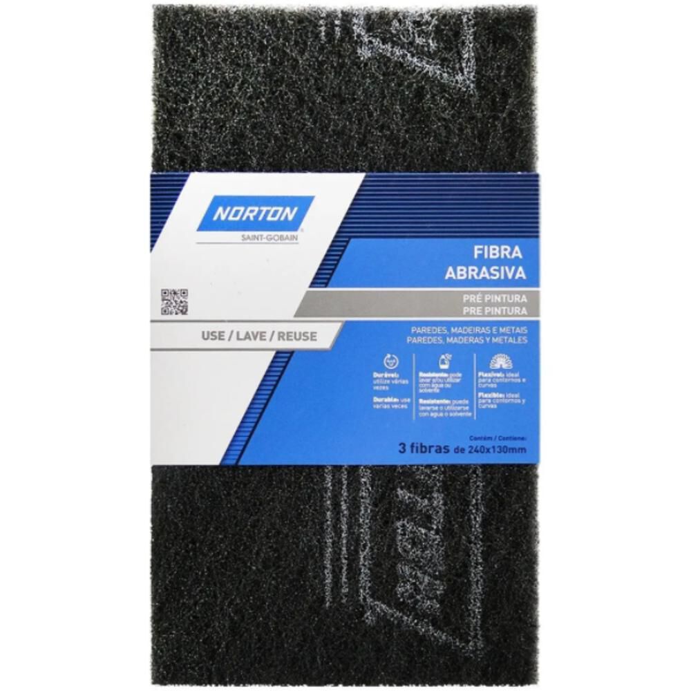 Fibra Abrasiva Lavable Pre Pintura Gris 130x240mm 3un. - Norton image number 0.0