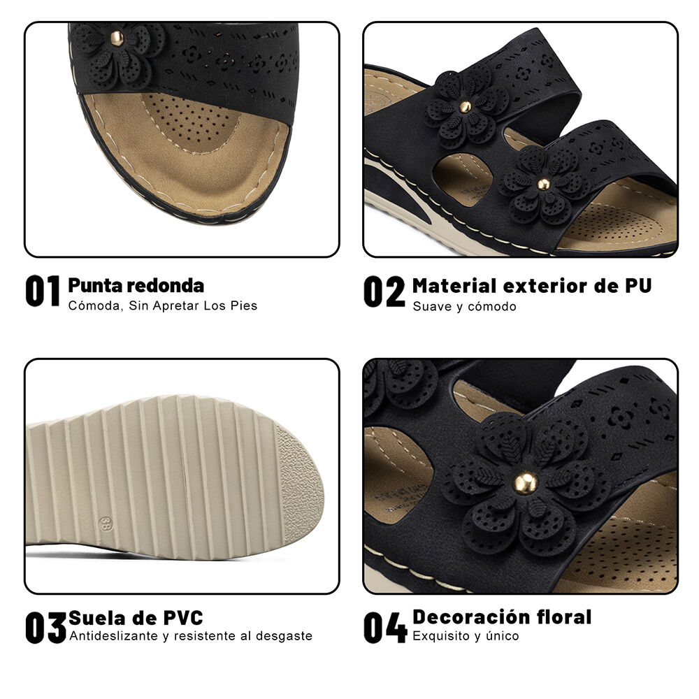 Sandalia Estilo Chala Confort Taco Cuña Mujer Weide Jn723 image number 8.0