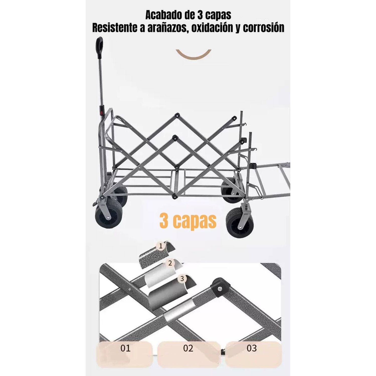 Carro Camping Expandible Multifuncional Doble Manilla Meteor image number 4.0