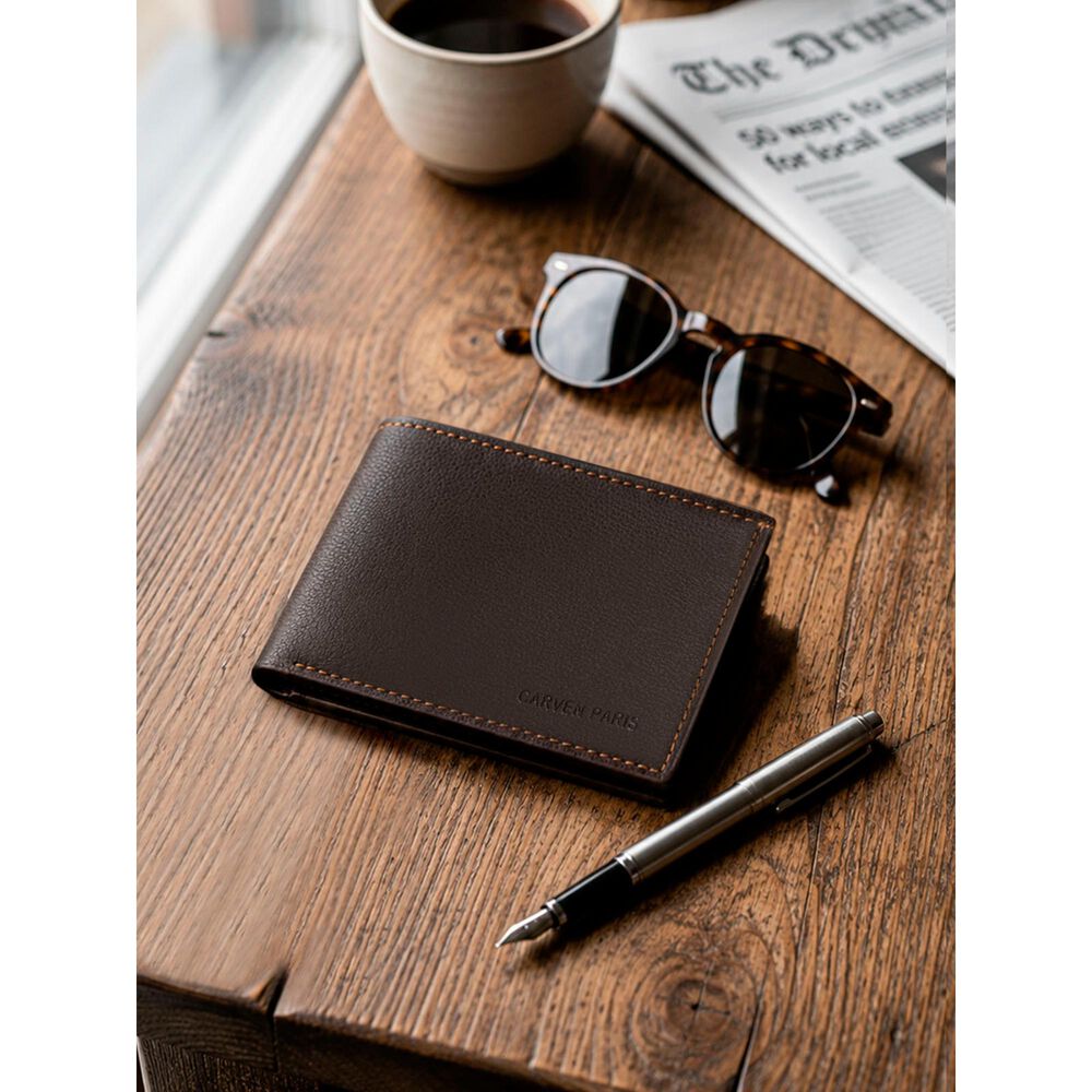 Billetera Hombre Bruno Caf&eacute; Oscuro Con Monedero Carven Paris image number 0.0