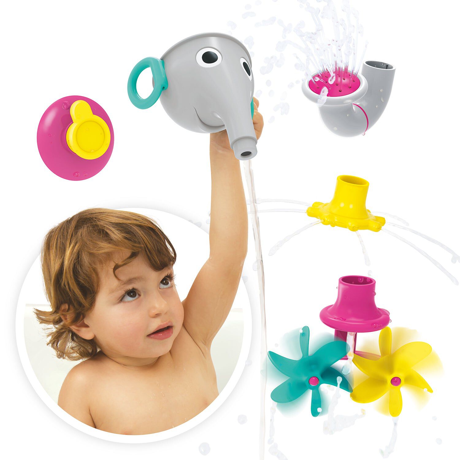 Juego De Ba&ntilde;o Elefante Embudo Gris Infantil Beb&eacute; Ni&ntilde;o Ni&ntilde;a Tina Yookidoo image number 4.0