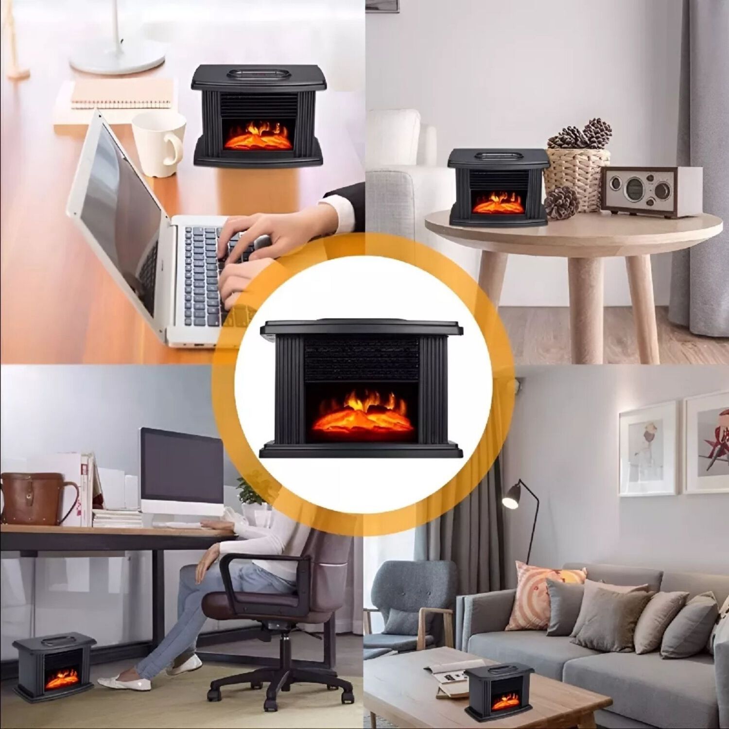 Calefactor Estufa El&eacute;ctrica Termoventilador Dise&ntilde;o Chimenea Negro image number 4.0