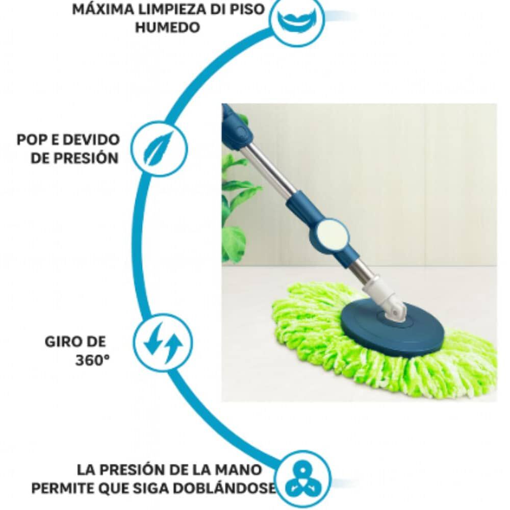 2 Mopas Giratoria 360&deg; Trapeador Canasto Met&aacute;lico Con Pa&ntilde;os image number 1.0