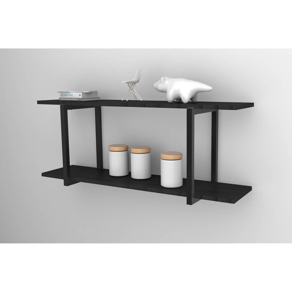 Repisa Dise&ntilde;o Industrial 2 Tablas 90x20cm Negro Brasforma image number 0.0