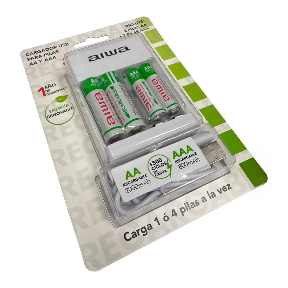 Cargador De Pilas Aa Y Aaa Con 4 Pilas Bc-0807t Aiwa image number 1.0