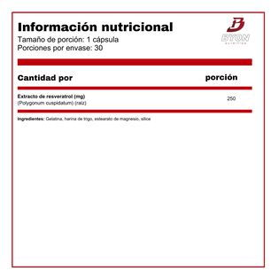 Resveratrol 250 Mg 30 C&aacute;psulas