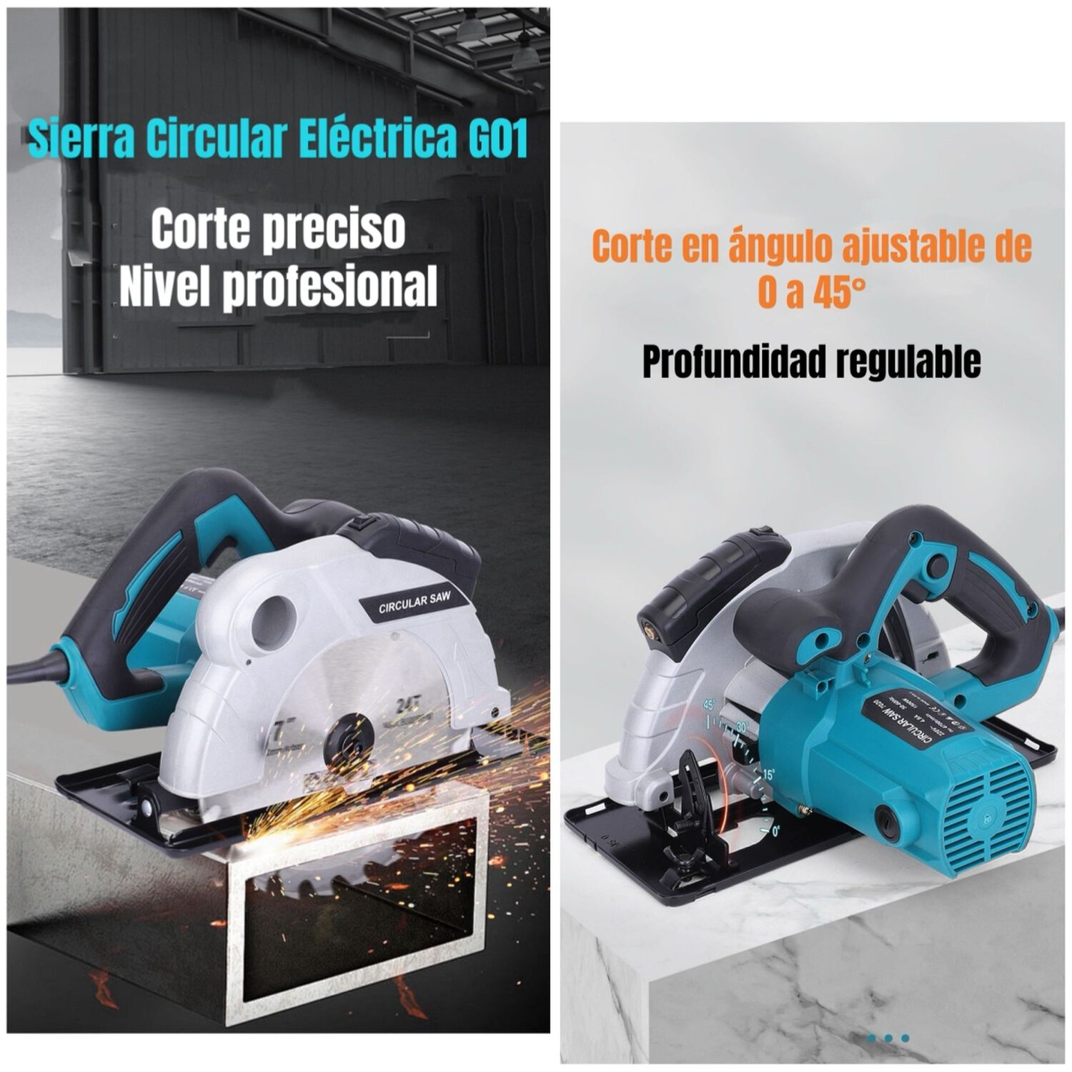 Sierra Circular El&eacute;ctrica Con L&aacute;ser 7-1/4" 1800w G01 image number 3.0