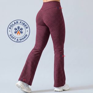 Pantal&oacute;n Polar Con Chiporro Palazzo Mujer Elasticada T&eacute;rmica Burdeo Jeans