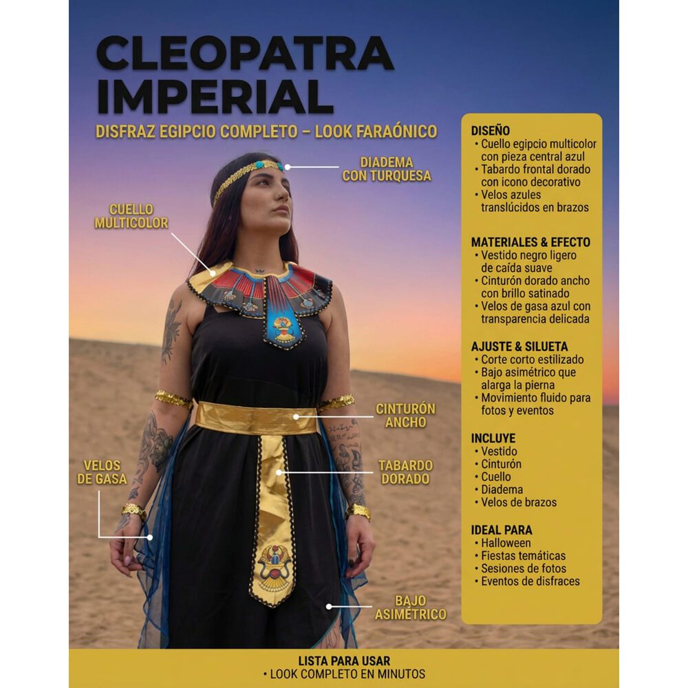 Disfraz De Mujer Faraona Egipcia Cleopatra Halloween image number 9.0