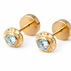 Aros Abridores Chat&oacute;n Circ&oacute;n 5mm N2 Oro 14k A Presi&oacute;n Beb&eacute; Ni&ntilde;a Primeros Aros