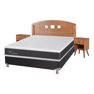 Box Spring Cic Ortopedic / 2 Plazas / Base Normal + Set De Maderas