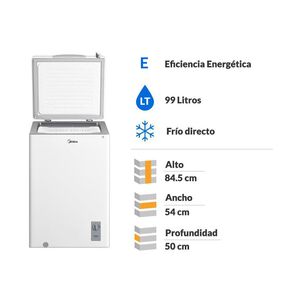 Freezer Horizontal Midea MFH-1000B131CN / Frío Directo / 99 Litros / E