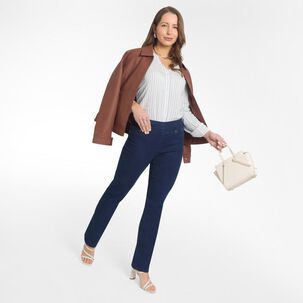 Jeans Pretina Elásticada Tiro Alto Push Up Mujer Geeps