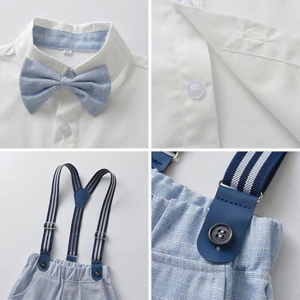 Conjunto De Vestir Con Corbat&iacute;n Y Pantal&oacute;n Corto Ni&ntilde;o 6 Meses A 2 A&ntilde;os Light Blue image number 4.0