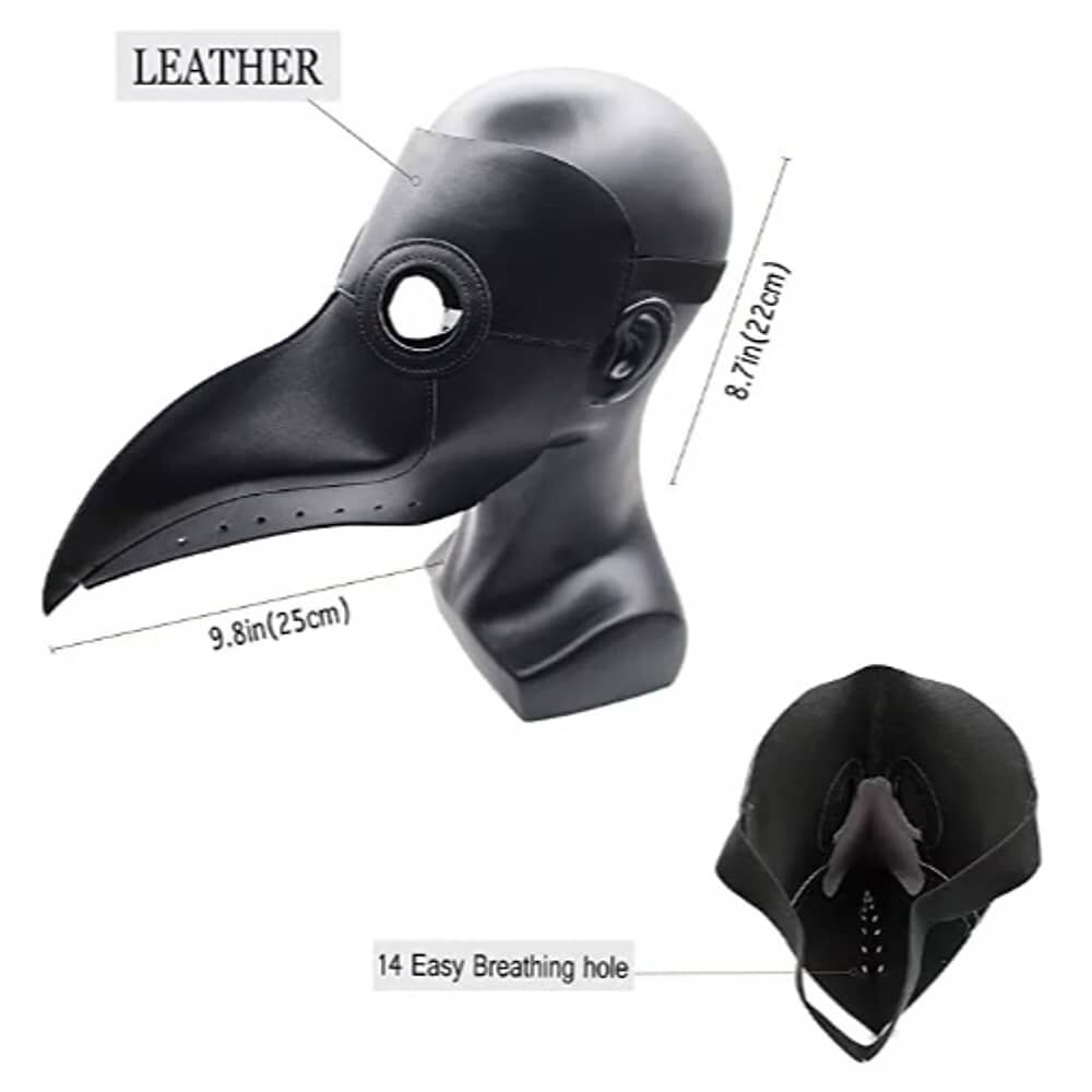 M&aacute;scara Peste Negra Cuero Sint&eacute;tico Cosplay Halloween M&eacute;dico image number 2.0