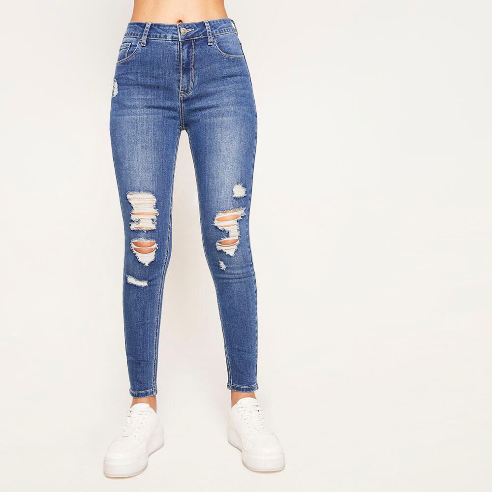 Jeans Tiro Alto Super Skinny Con Roturas Mujer Rolly Go image number 0.0