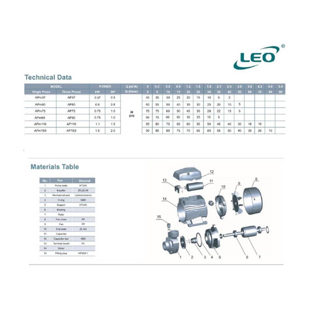 Bomba Perif&eacute;rica Leo Apm150 2hp image number 1.0