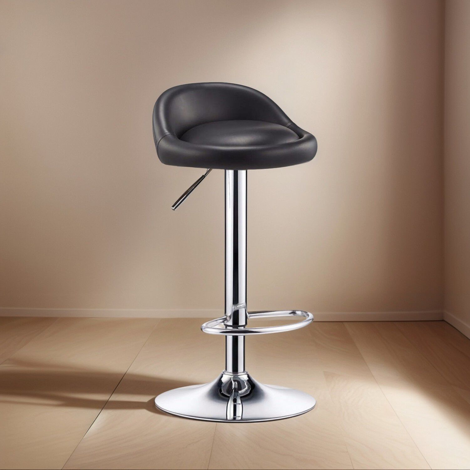 Silla Bar Altura Regulable Taburete Respaldo Negro image number 0.0