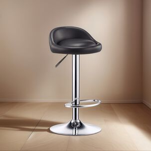 Silla Bar Altura Regulable Taburete Respaldo Negro