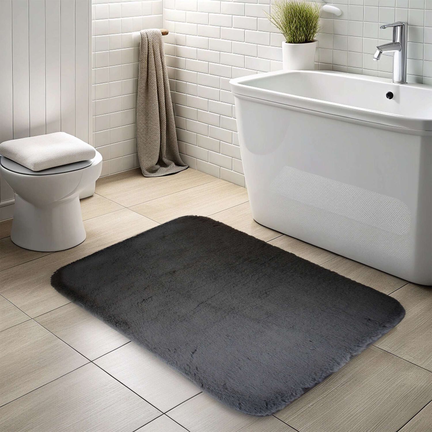 Alfombra De Ba&ntilde;o Nautica Home Ultra Suave 50x80cm Gris Oscuro image number 2.0