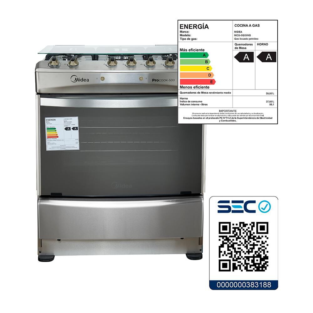 Cocina A Gas Midea MCG-5QI30NS / 5 Quemadores image number 8.0