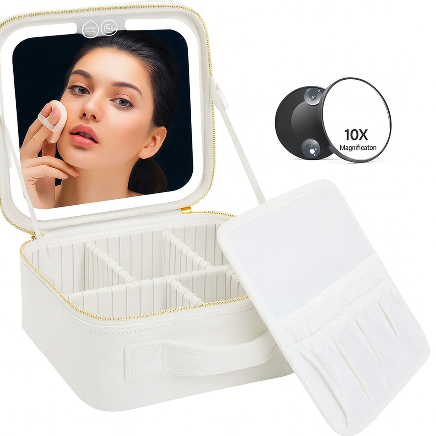 Cosmetiquero Maletin Con Espejo Led Y Divisiones Ajustables image number 2.0