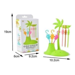 Tenedor Pinchos Para Frutas Palmera Monos Kawaii