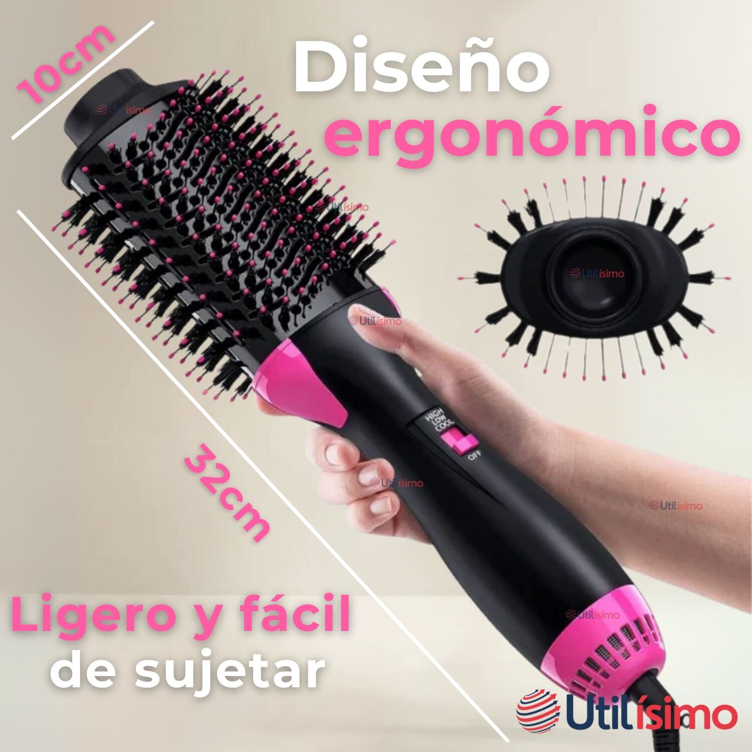 Cepillo Alisador Secador Hair Brush Pro3en1 image number 2.0