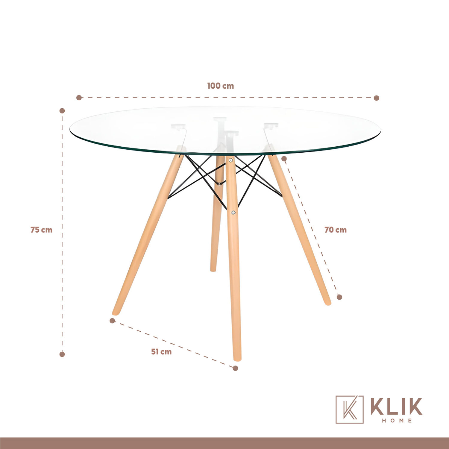 Comedor Mesa Eames Vidrio 100 Cm + 4 Sillas Tulip Blancas image number 4.0