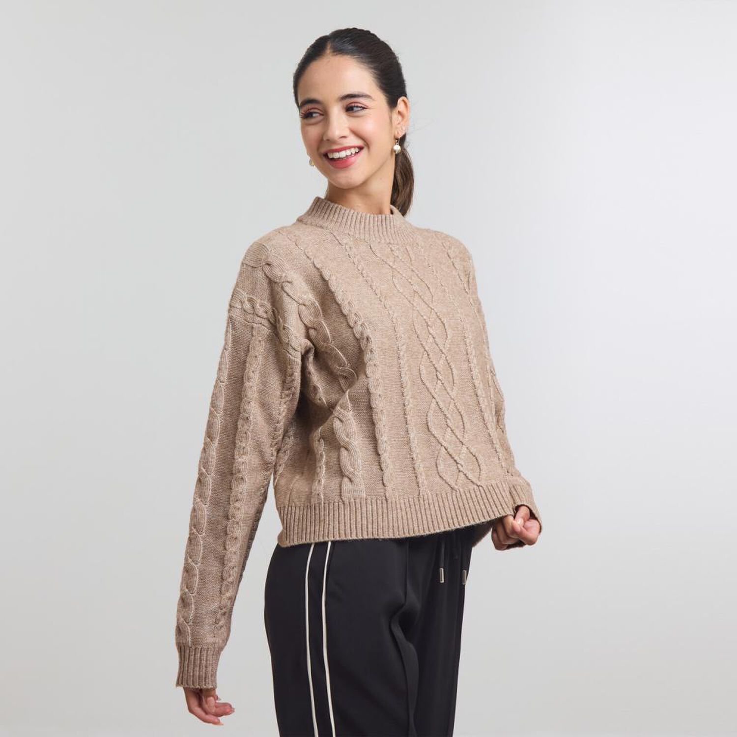 Sweater Melange Manga Larga Cuello Redondo Mujer Freedom image number 2.0