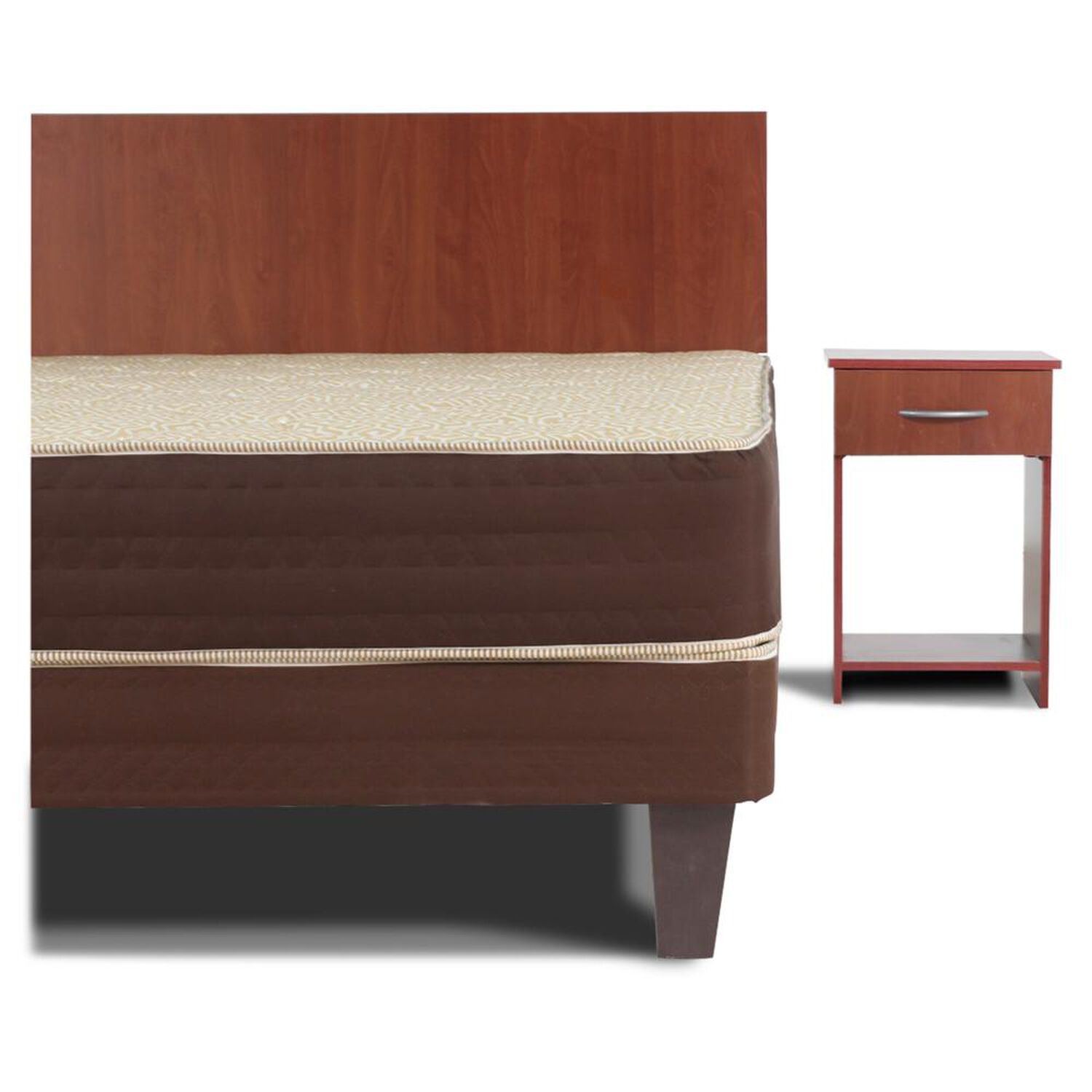 Cama Europea Mantahue M 500 / 2 Plazas / Base Normal  + Set De Maderas + Textil image number 2.0