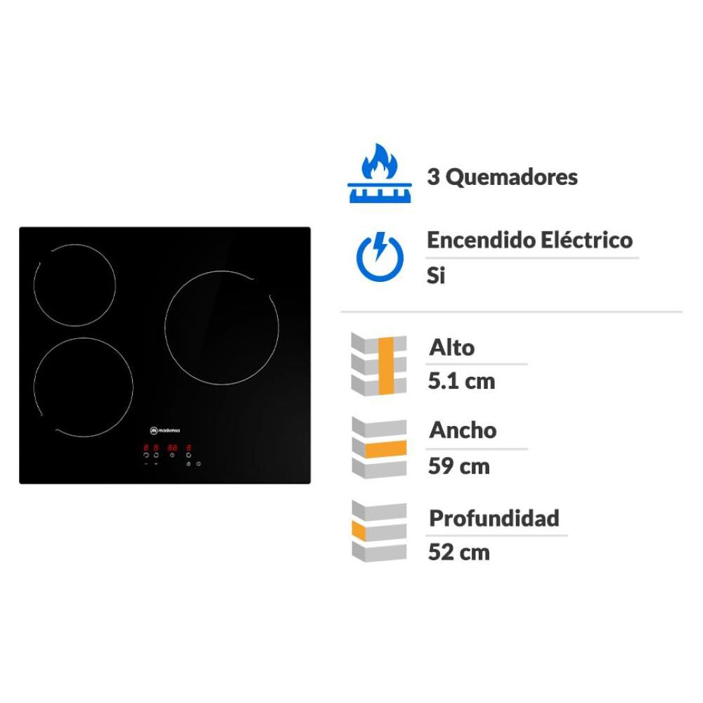 Encimera Vitrocer&aacute;mica Mademsa Vm3tr 3 Quemadores image number 1.0