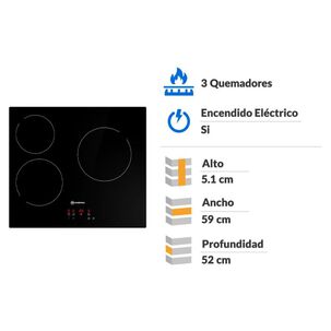 Encimera Vitrocer&aacute;mica Mademsa Vm3tr 3 Quemadores