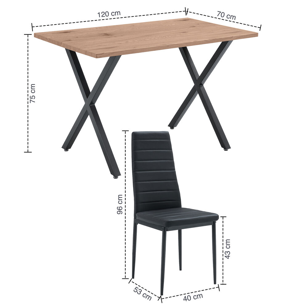 Comedor Bristol Mesa 70x75x120 4 Sillas Pu Negro image number 2.0
