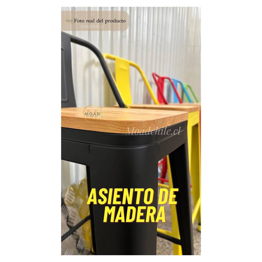 Pack 4 Taburetes Tolix Madera Clara (77cm) image number 4.0