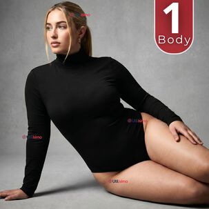 Body Manga Larga Bamb&uacute; Cuello Alto Beatle Mujer Negro
