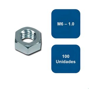 Tuerca Hexagonal Métrica Zincada M6-1.0 100un. - Anclajes