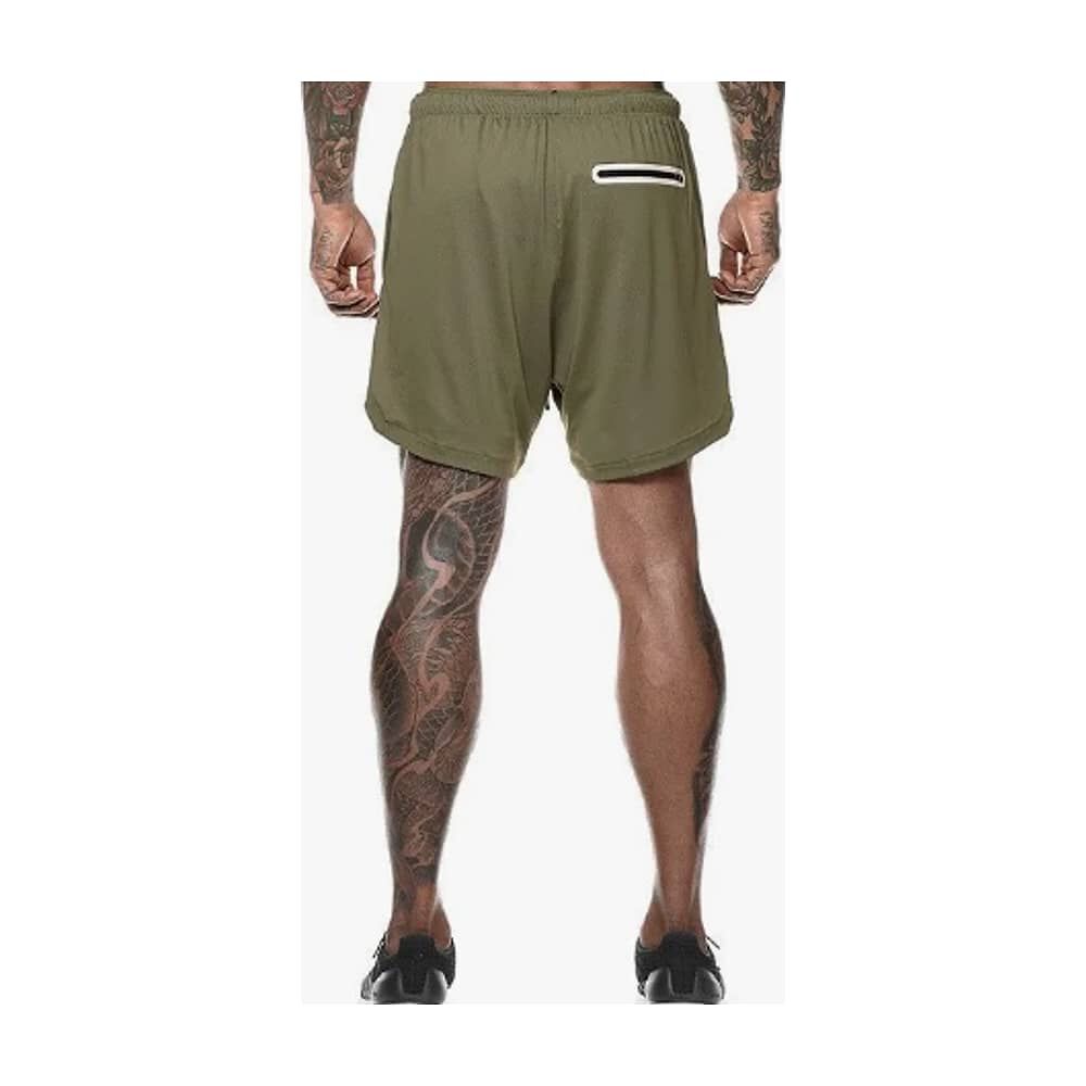 Short Gimnasio Con Licra Deportiva 2 En 1 Hombre Correr Verde Xxl image number 3.0