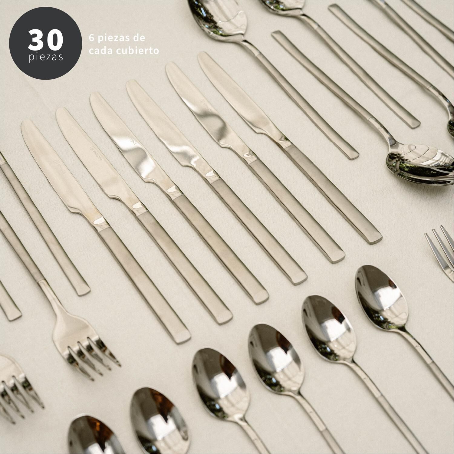 Set De Cuchiller&iacute;a 30 Pcs Cubiertos Acero Inoxidable Puglia image number 5.0
